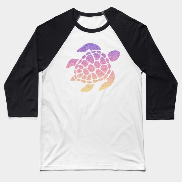 Pastel Sunset Ombre Faux Glitter Turtle Baseball T-Shirt by Felicity-K